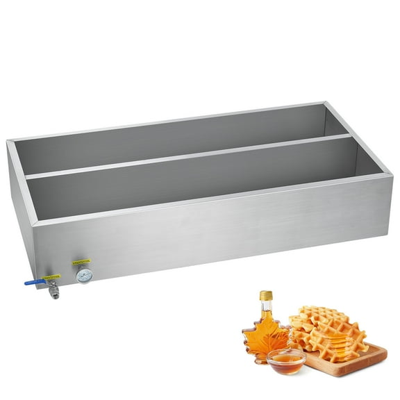 KFFKFF Evaporation Pan for Maple Syrup, Capacity of 47 Gallons, Produces 683 Servings of 8.8oz Syrup, Equipped with Thermometer and 1 Valve, Offers 3 Ways of Heating