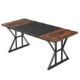 thumbnail image 1 of KFFKFF Executive Desk 70.9 x 31.5 inch, Spacious Computer Desk Workstation for Home Office, Modern Minimalist Wood Laptop Study Table with Metal Frame, Rustic Brown and Black Finish, 1 of 9