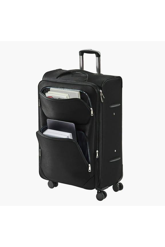 Expandable 28-Inch Softside Luggage with Spinner Wheels, Lightweight Checked Suitcase Featuring TSA Lock and Extra Zippered Pocket, Black