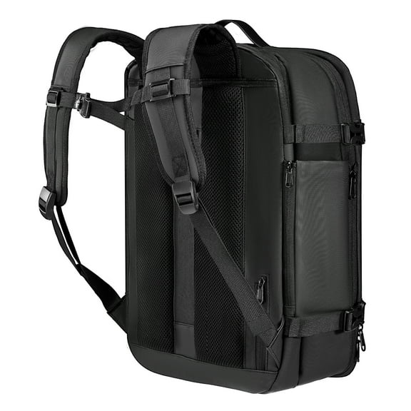 KFFKFF Expandable 65L Travel Backpack with Vacuum Compression, TSA Lock, Multiple Compartments, Water-Resistant Carry-On Bag, No Pump Required, Black