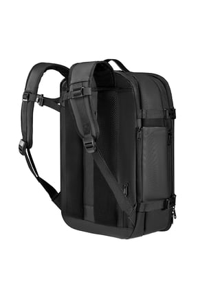 Expandable 65L Travel Backpack with Vacuum Compression, TSA Lock, Multiple Compartments, Water-Resistant Carry-On Bag, No Pump Required, Black
