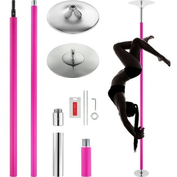 KFFKFF Expert Dance Pole, Rotating and Stationary Dance Pole Set, Detachable Portable Pole, 40mm Robust Stainless Steel Pole, Fitness Pole with Adjustable Height, Suitable for Home Club Gym, Pink
