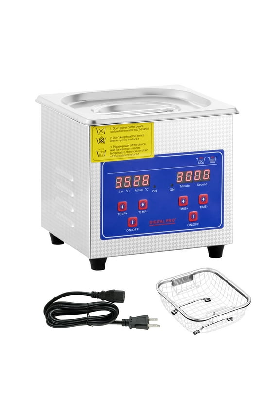 Expert Ultrasonic Cleaning Device, 0.3 L Ultrasonic Accessory Cleaning Tool with Digital Timing & Heating Function, Stainless Steel Commercial Sonic Cleaning Equipment 40kHz