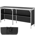thumbnail image 1 of KFFKFF Extended Foldable Bar Stand - Versatile Podium Table, 111 lbs, Aluminum + MDF Board + Oxford Cloth, Silver and Brown, 1 of 9
