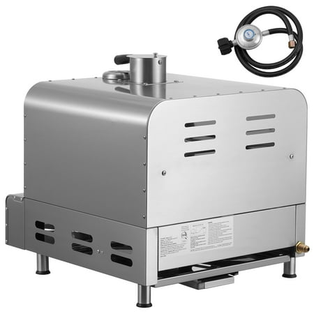 KFFKFF Exterior Pizza Cooker, 13" Propane Fueled Pizza Creator, Mobile Outdoor Pizza Barbecue with Dense Cordierite Pizza Rock and Integrated Temperature Gauge, 430 Grade Stainless Steel Propane Oven