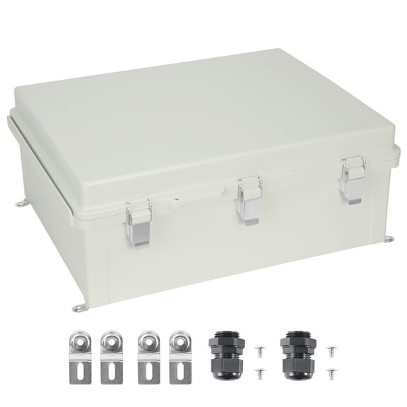 KFFKFF Exterior Power Junction Container, Dimensions 20.87 x 16.92 x 7.87 inches, Crafted from ABS Plastic, Equipped with Swing Lid and Stainless Steel Fastener, IP67 Rated