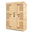 thumbnail image 1 of KFFKFF Exterior Storage Unit, Large-Scale Wood-Based Outdoor Storage Facility with Water-Resistant Ceiling and Metallic Structure, Twin Secure Doors Yard Equipment Shelter Storage Home Cabinet, 1 of 9