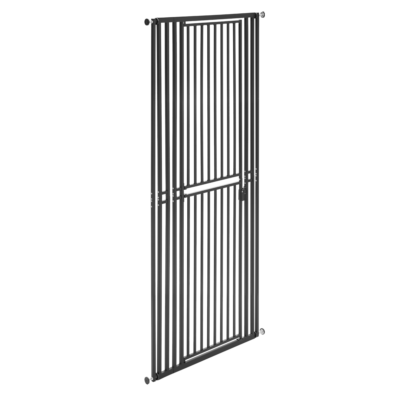 KFFKFF Extra Tall Pet Gate for Cats, Adjustable Width 28-34 in, 78.7 in High Dog Gate, Includes Pressure and Wall Mount Kits, 1.2 in Narrow Bar Spacing, Suitable for Stairs, Doorways, White