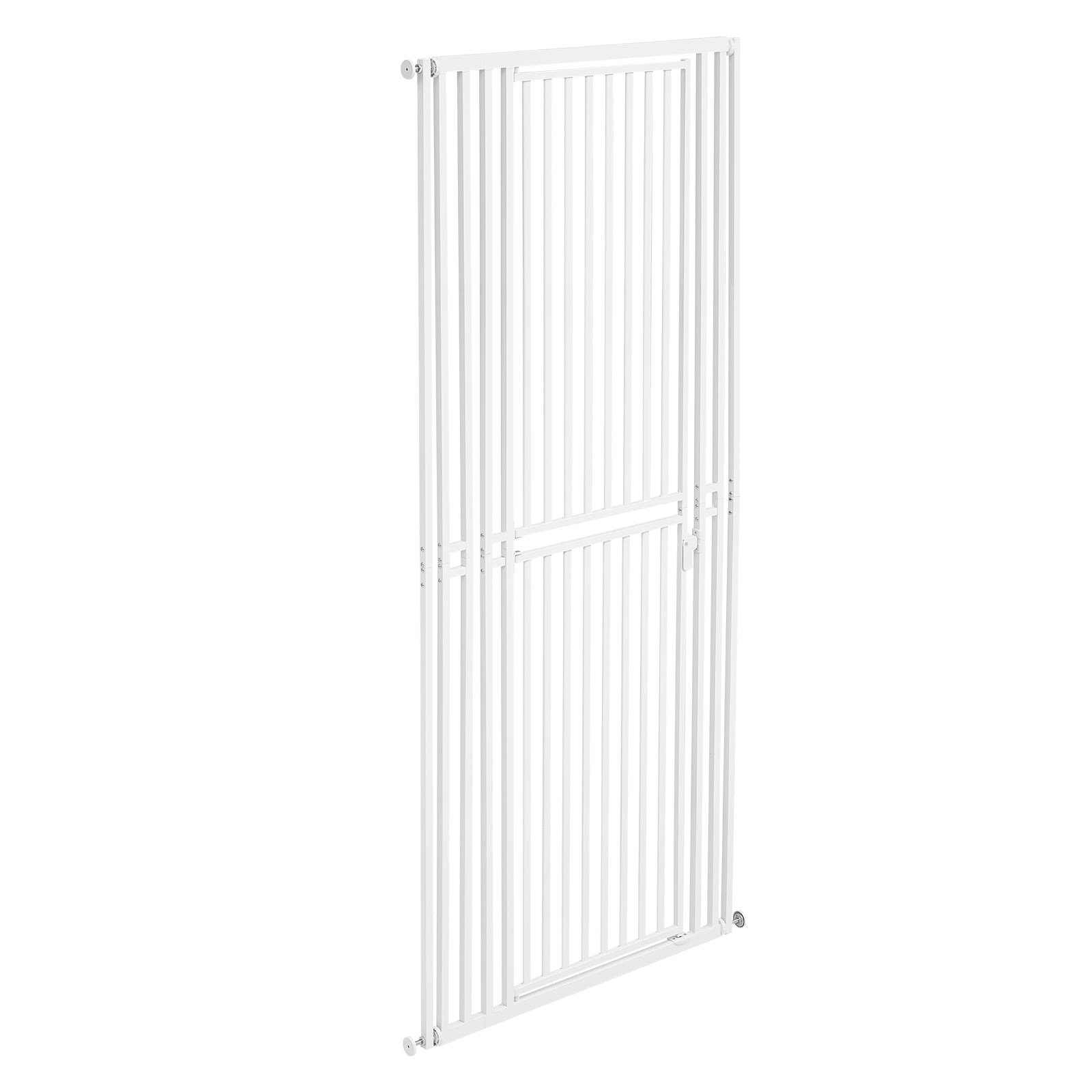 KFFKFF Extra Tall Pet Gate for Cats, Adjustable Width 28-34 in, 78.7 in High Dog Gate with Pressure and Wall Mount Kits, 1.2 in Narrow Bar Spacing, Suitable for Stairs, Doorways, and Home Use, Black