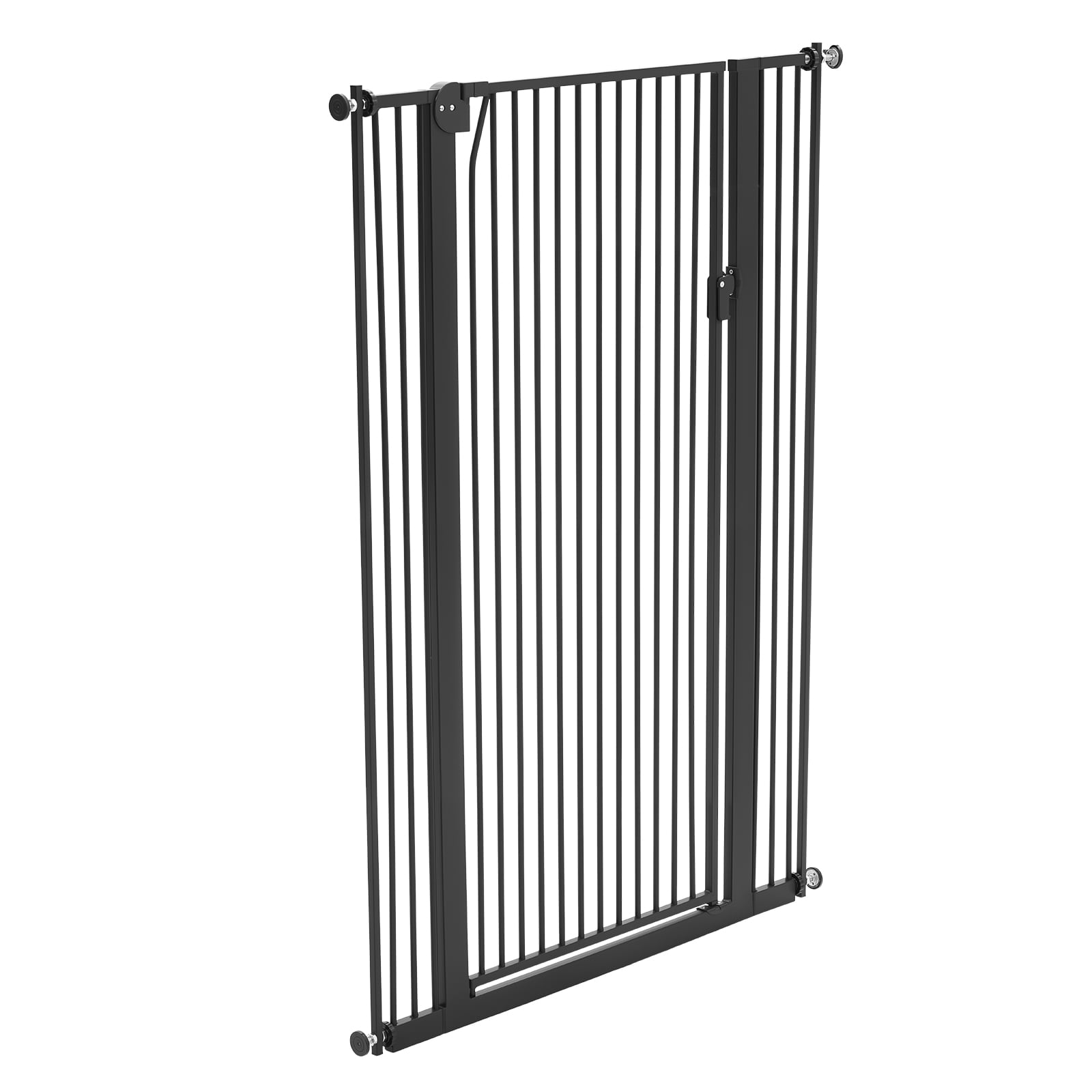 KFFKFF Extra Tall Pet Gate for Cats, Adjustable Width 29-41 in, 56 in High Dog Gate, Includes Pressure and Wall Mount Kits, 1.3 in Narrow Bar Spacing, Suitable for Stairs, Doorways,and Home Use,Black