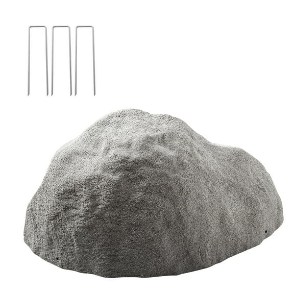 KFFKFF Faux Rock Cover, Outdoor Artificial Rock Well Pump Cover, Realistic Natural Texture, Lightweight & Weather-Resistant Decorative Boulder for Landscaping, Garden, Dark Grey, Medium Size