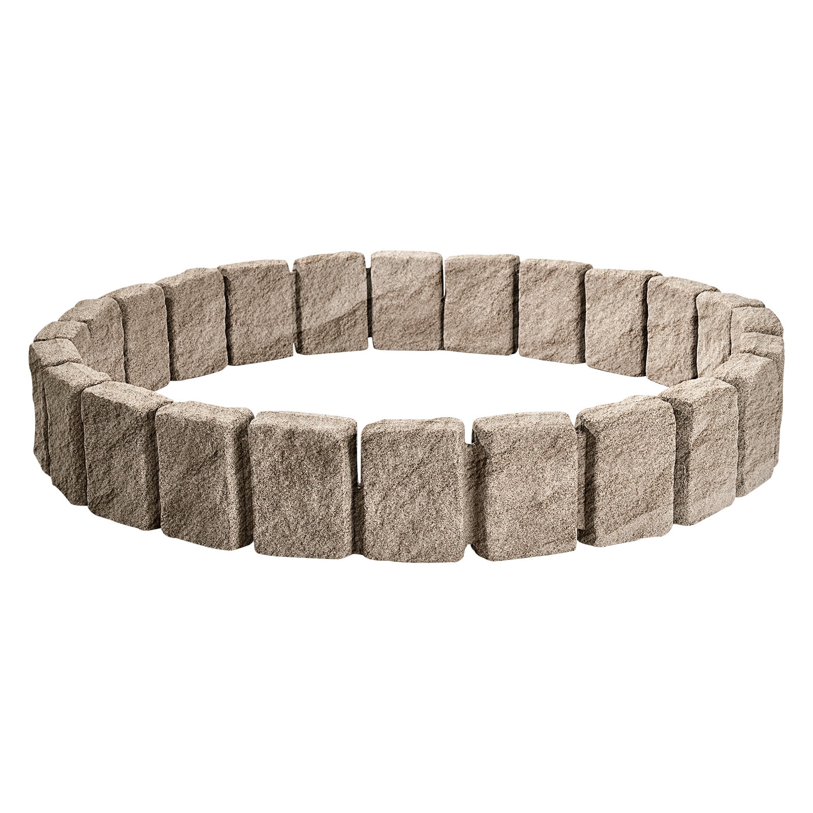 KFFKFF Faux Stone Landscape Edging, 47.2 x 9 in Realistic Lawn Border, Flexible Brick-Sized Garden Edging with Anchoring Spikes, Durable Yard Edging for Driveways and Walkways Beige