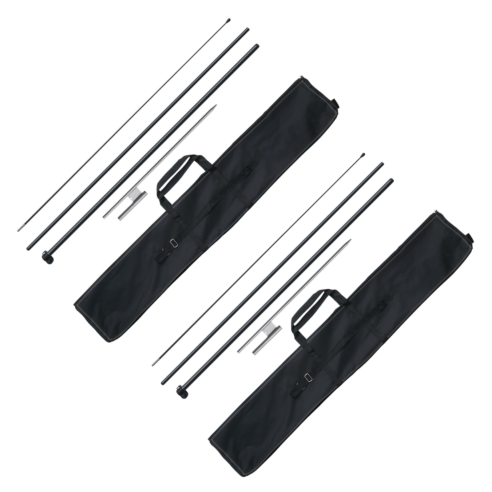 KFFKFF Feather Flag Pole Kit, 2-Pack 12.7 ft Swooper Poles for Outdoor Business Advertising, Includes Ground Stakes and Carrying Bag (Flag Not Included)