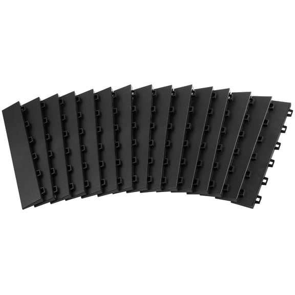 KFFKFF Female Garage Floor Transition Edge Kit, 15 PCS Durable PP Interlocking Modular Edging, Slip-Resistant and Easy to Assemble, Compatible with Upgraded 6-Lock Garage Mats, Black
