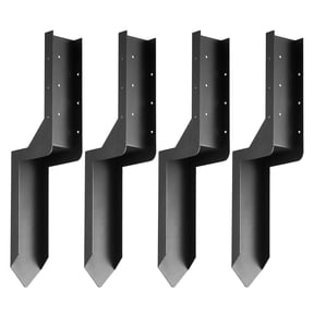 KFFKFF Fence Post Support Kit, 4 Units, 3.5x3.5 in Inner Diameter, Durable Steel Stakes for Mending Leaning or Damaged Wooden Posts, Ground Anchor Spike for Comprehensive Enclosure