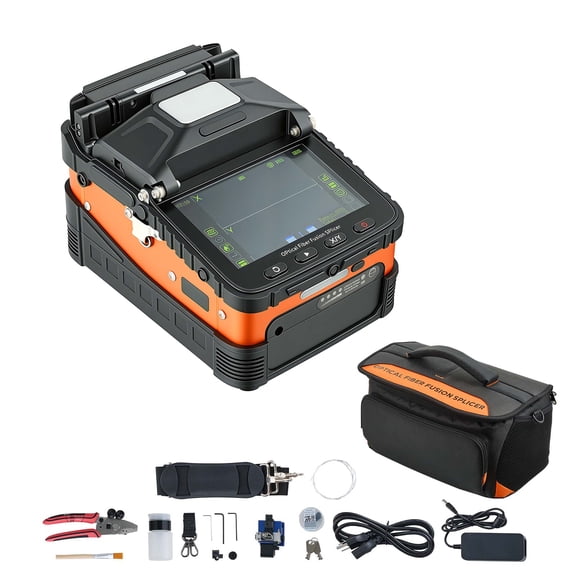 KFFKFF Fiber Fusion Splicer with 6 Motors, 8-Second Splicing & 18-Second Heating, 5200mAh Battery, Core Alignment for Optical Fibers, 5-Inch LCD Display, Multi-Function Fiber Holder, Bluetooth App