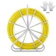 thumbnail image 1 of KFFKFF Fiberglass Fish Tape, 425 ft Length, 1/4 inch Diameter, with Steel Reel Stand and 3 Pulling Heads, Ideal for Cable Management in Walls and Electrical Ducts, Non-Conductive Material, 1 of 9