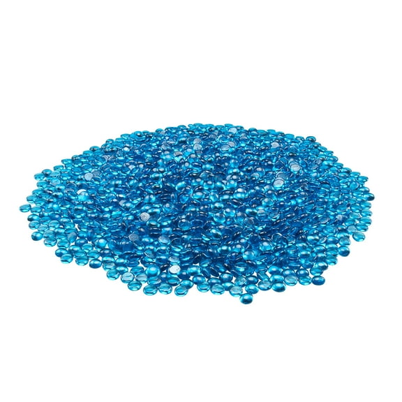 KFFKFF Fire Glass, 10 lbs / 4.5 kg Heat-Resistant Decorative Fireplace Stones, 3/4-Inch / 19.05 mm Reflective Glass Beads, Lustrous Landscaping Stones for Fire Pit Table, Caribbean Blue