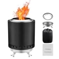thumbnail image 1 of KFFKFF Fire Pit for Tabletop, 6-inch Indoor/Outdoor Stainless Steel Portable Fireplace, Rubbing Burner Smores Creator with Stand, Uses Wood or Pellets for Camping, Patio, Cylinder Black, 1 of 9