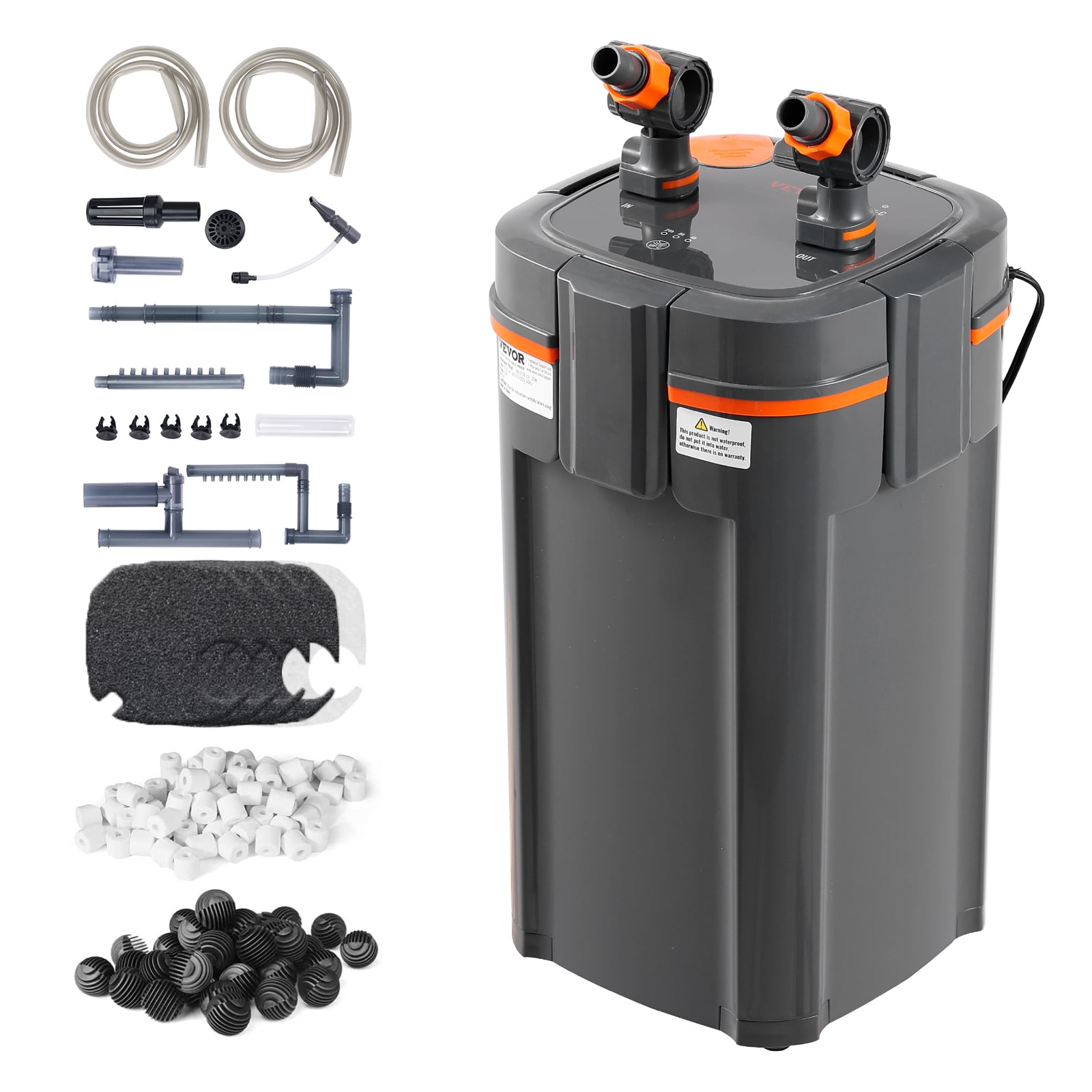 KFFKFF Fish Tank Filter 396GPH, Quadruple-Phase Canister Filter for 120 Gallon, Silent In-Tank Filter with UV Shielding, Immersible Energy Filter with Diverse Uses for Aquariums, 15W