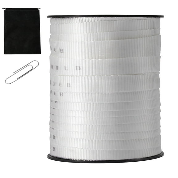 KFFKFF Flat Polyester Towing Line, 0.75" x 265', Durable Marked Webbing, 2500 lbs Load Capacity, Ideal for Wiring, Packaging, and Gardening, White