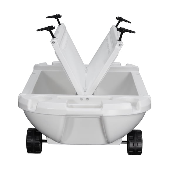 KFFKFF Floating Cooler, 40 QT Ice Chest with Dry Storage, Wheels & Tow Rope, Durable Amphibious Drink Cooler for Water & Land, Stable on Lake, River, Pool, Beach, Kayak, White