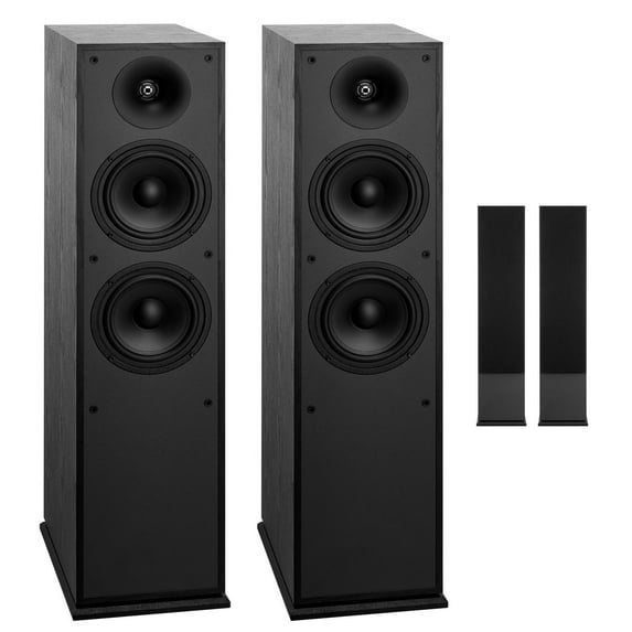 KFFKFF Floorstanding Tower Speakers, 2-Way Design with 1-Inch Tweeter, Dual 6.5-Inch Woofers, 400W Peak Output, 65Hz–20kHz Frequency Range, Sturdy MDF Cabinet, Ideal for Home Audio, Set of Two