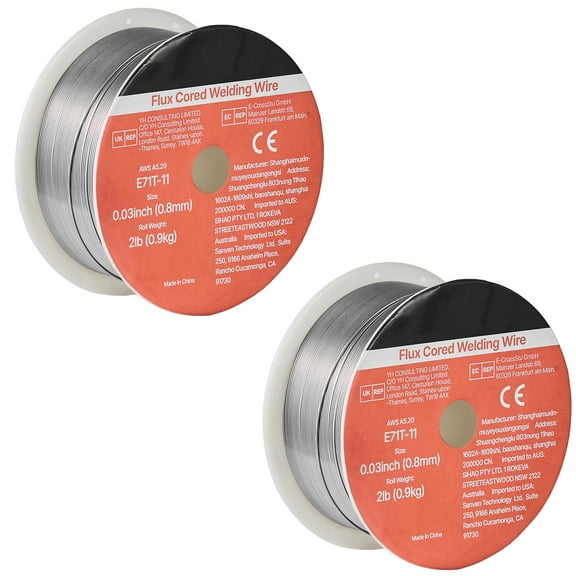 KFFKFF Flux Core MIG Welding Wire, E71T-11 0.03-inch 2 LBS, Gasless Mild Steel Welding Wire with Reduced Spatter for Versatile Arc Welding, Self-Shielded for Outdoor Applications