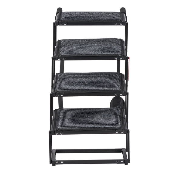 KFFKFF Foldable 4-Step Dog Stairs with Non-Slip Rug Surface, Portable and Lightweight Pet Ladder for Cars, SUVs, Trucks, High Beds, and Sofas, Supports up to 200 lbs