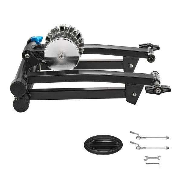 KFFKFF Foldable Fluid Bike Trainer Stand, Compatible with 26-29 Inch & 700C Wheels, Indoor Cycling Trainer with Quick Release Skewer and Front Wheel Riser Block, Suitable for Road Bikes, Black