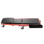 KFFKFF Foldable Garage Creeper, 36 in, 300 lbs Capacity Rolling Mechanic Creeper Stool, with 6 Wheels Tool Tray Padded Seat Steel Frame, Convertible Chair for Garage, Workshop, or Home Use