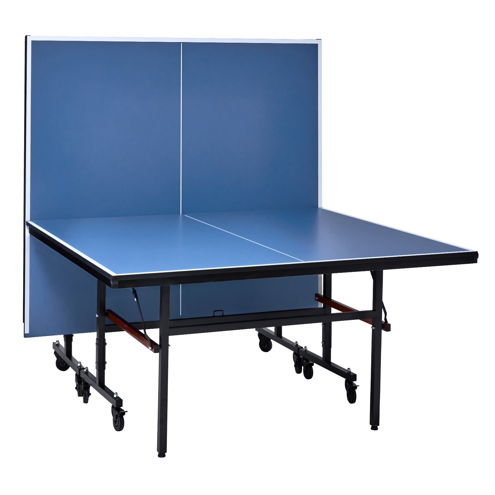KFFKFF Foldable Indoor Table Tennis Table with Quick Clamp Net, Lockable Wheels, and 18mm Surface, Easy 10-Minute Assembly for Professional Play