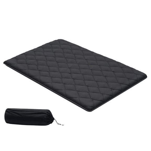 KFFKFF Foldable Japanese Tatami Mat, Full-Size Futon Mattress with Storage Bag & Fastener, 9-Layer Floor Mat for Sleeping, Dorms, Meditation, Yoga, 80 x 54 x 3.5 in, Black