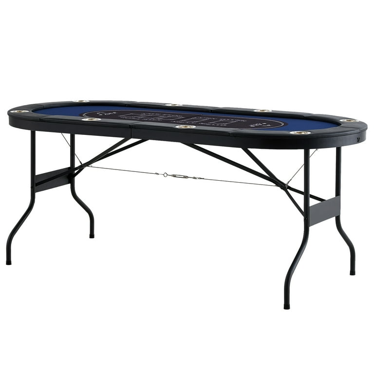 SKYSHALO Portable 8 Player Oval Foldable Poker Table, Casino