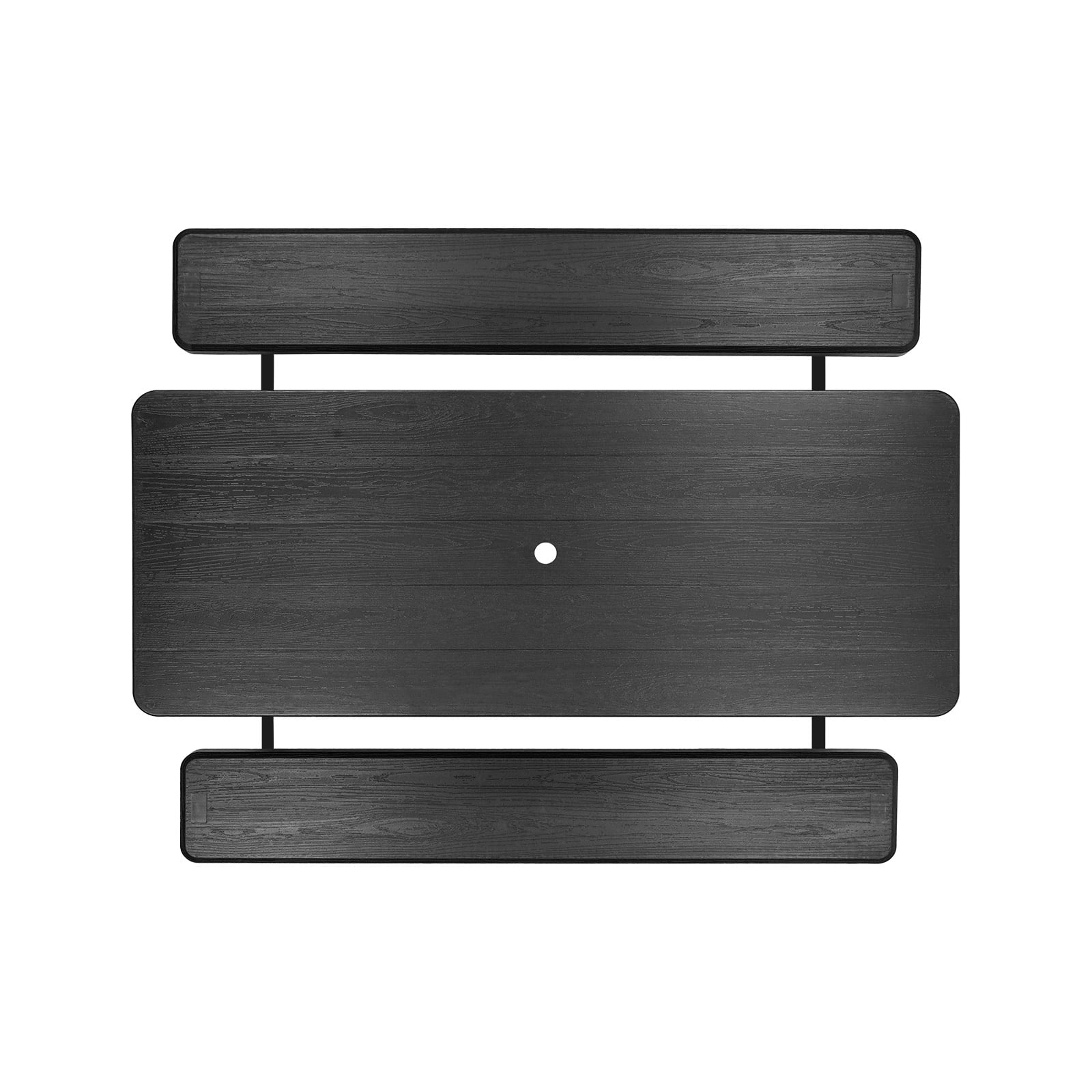 KFFKFF Foldable Picnic Table, 6 FT Outdoor Dining Set with Benches, Steel Construction with Umbrella Slot, Spacious Table for Patio, Garden, Yard, or Poolside (Black)
