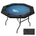 thumbnail image 1 of KFFKFF Foldable Poker Table, 8-Player 38-Inch Octagonal Casino Table with Cushioned Rails & Cup Holders, Portable Game Table with Felt Surface & Sturdy Metal Legs, Ideal for Texas Hold'em, 1 of 6