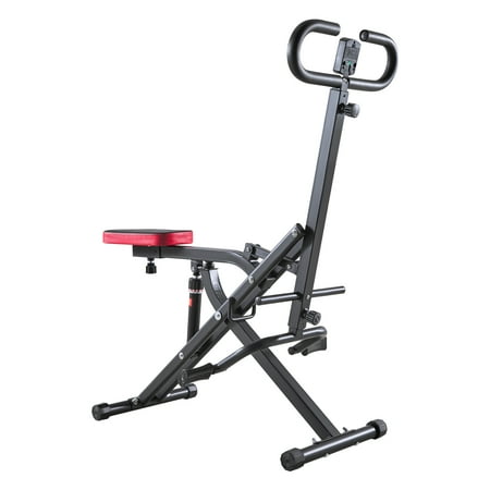 KFFKFF Foldable Squat and Rowing Machine for Home Workouts, Adjustable Resistance with 12 Levels, Glute and Leg Exercise Equipment, Compact and Easy to Set Up, Black
