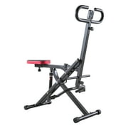 KFFKFF Foldable Squat and Rowing Machine for Home Workouts, Adjustable Resistance with 12 Levels, Glute and Leg Exercise Equipment, Compact and Easy to Set Up, Black