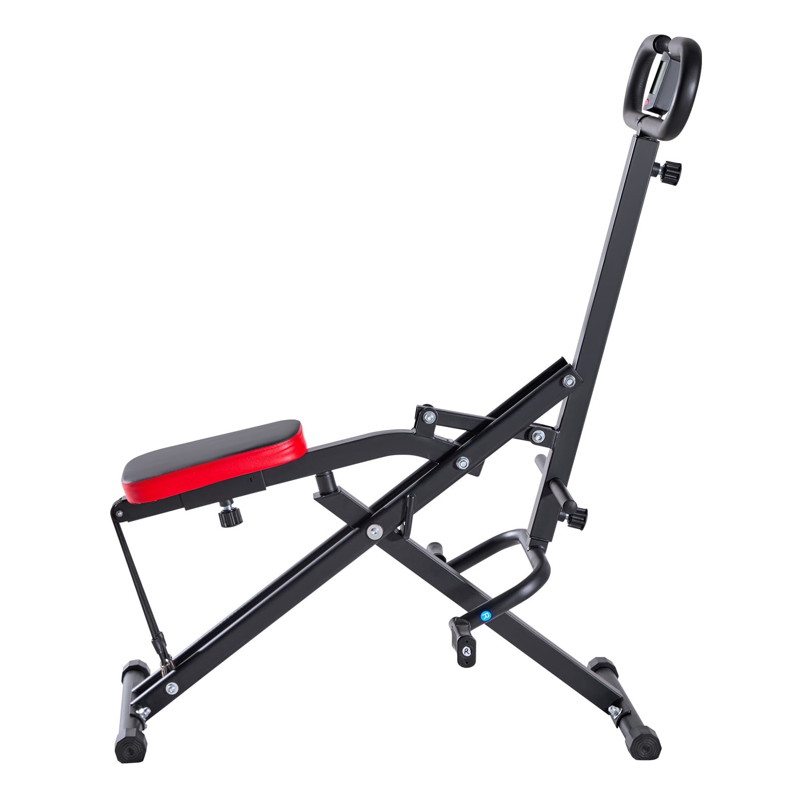 KFFKFF Foldable Squat and Rowing Machine for Home Workouts, Easy-to-Set-Up Exercise Equipment with 3 Durable Resistance Bands, Glute and Leg Training Machine, Black