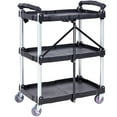 thumbnail image 1 of KFFKFF Foldable Utility Service Cart with Swivel Lockable Wheels 165lbs 3 Shelf, 1 of 9