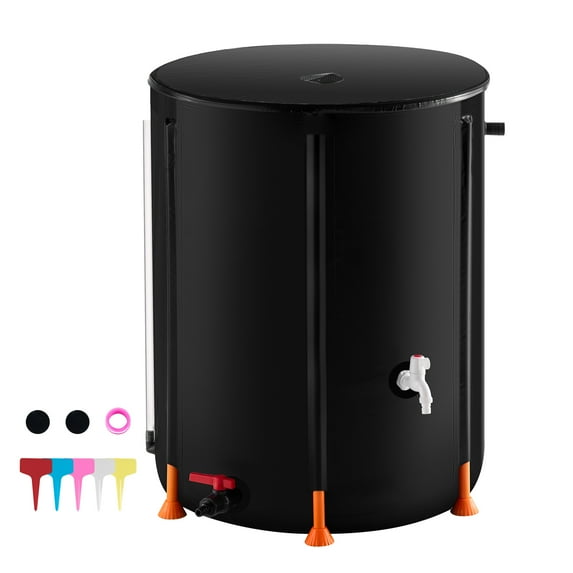 KFFKFF Foldable Water Barrel, 53 Gal/201 L Rainwater Harvesting Container, PVC Material, Includes Spigots & Overflow Kit, Ideal for Garden Irrigation