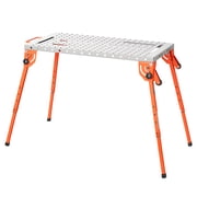 KFFKFF Foldable Welding Table, 44" x 21" Workbench with 500 lbs Capacity, Adjustable Height, Durable Steel Construction, 6 Tool Slots & 0.63" Fixture Holes for Welding, Assembly, and Repairs