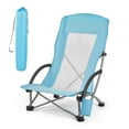 thumbnail image 1 of KFFKFF Folding Beach Chair with High Back, Portable Camping Chair for Adults, Includes Cup Holder, Mesh Backrest, Carry Bag, Extra-Wide Seat, Supports Up to 330 lbs, Light Blue, 1 of 9