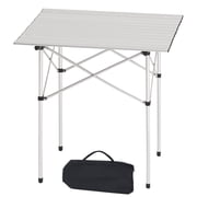 KFFKFF Folding Camping Table, Portable Aluminum Roll-Up Side Table, Lightweight and Compact with Carry Bag, Ideal for Outdoor Cooking, Tailgating, Grilling, Picnics, and Travel, Silver