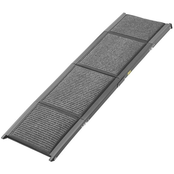 KFFKFF Folding Dog Ramp for Vehicles, 63" L x 17" W, Supports Medium & Large Dogs up to 250lbs, Non-Slip Felt Surface, Portable Pet Ramp for SUVs and Trucks