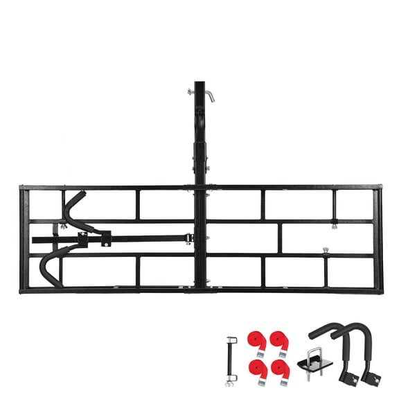 KFFKFF Folding Hitch Cargo Carrier and Bike Rack, 66" x 20" x 6" High-Strength Steel Basket for 2 Fat Tire or Mountain Bikes, 500LBS Capacity, Compatible with 2" Receiver for SUVs and Pickups