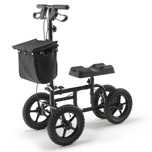 KFFKFF Folding Knee Scooter, Constructed from Carbon Steel, Navigable Knee Mover with Customizable Handlebar & Knee Cushion, 12" All-Landscape Wheel, Twin Brakes