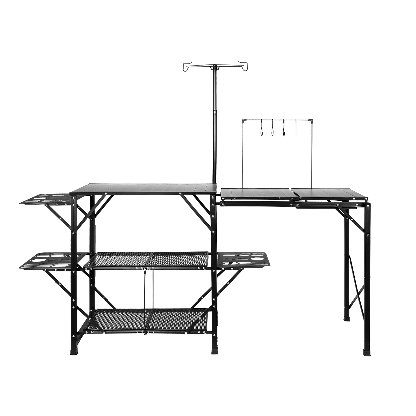 KFFKFF Folding Portable Cook Station Tables Shelves &A Sink Camping Kitchen Table