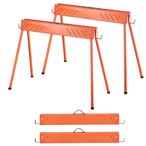 KFFKFF Folding Saw Horses, Set of 2, 660 lbs Load Capacity, Durable Metal Construction with Stable Legs and Non-Slip Foot Pads, Ideal for Woodworking, Carpentry, and Contracting Projects