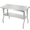 thumbnail image 1 of KFFKFF Folding Stainless Steel Work Table, 48" x 24" Industrial Grade Worktable with Shelf, Durable Stainless Steel Foldable Table, Supports up to 300 lbs, Ideal for Kitchen, Restaurant, Garage, 1 of 9